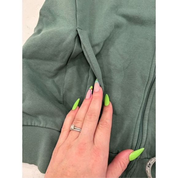 Gymshark women’s full zip training hoodie sweatshirt small green pockets - Picture 8 of 9